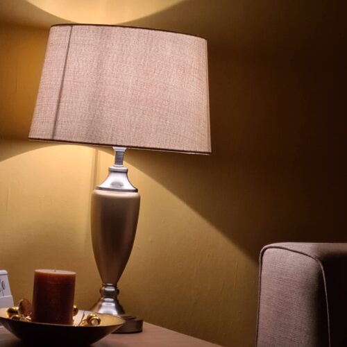 Large Ceramic Table Lamp - Gold Bedside Table Lamps Shades With Natural Shade photo review