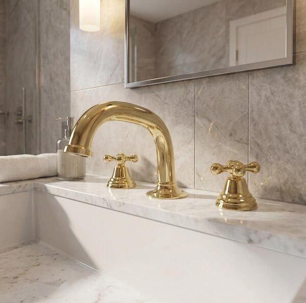 Brass Taps Bathroom 3-Hole Widespread