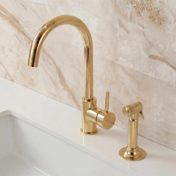 Brass Taps Single-Handle Deck-Mount For Kitchen Side
