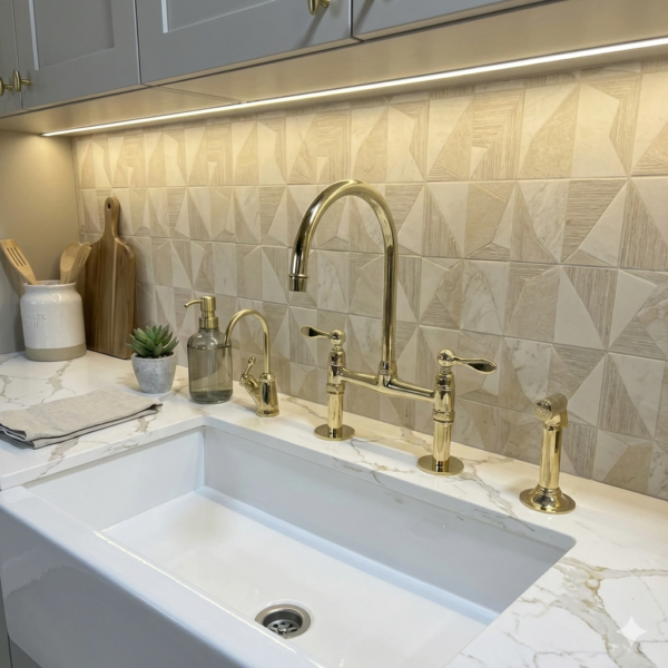 Unlacquered Solid Brass Bridge Sink Taps 360°