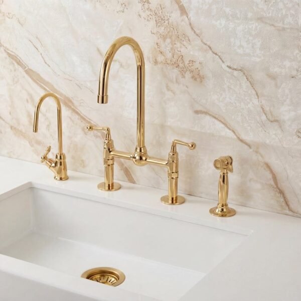 Victorian Bridge Sink Brass Tap with 360° Swivel